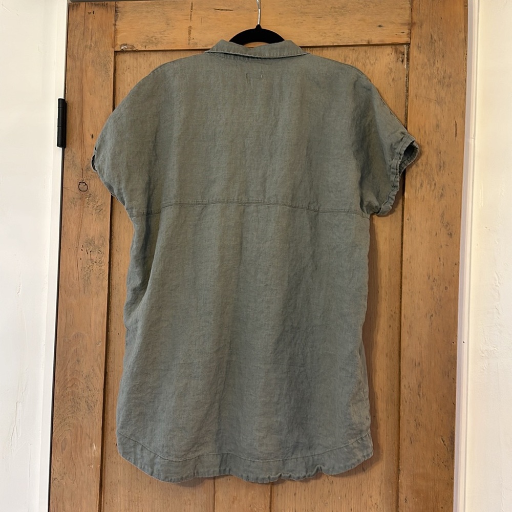 Rhythm - 100% Linen Shirt Dress - Dusty Green - Size 4 - Picture 4 of 5